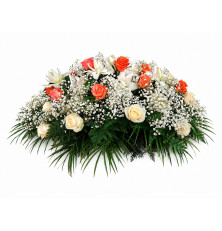 Ikebana Alžbetka-oranžovo-biela