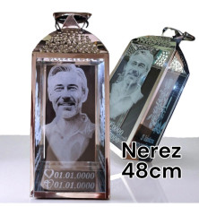 Náhrobný svietnik, nerezový s fotografiou 48 cm